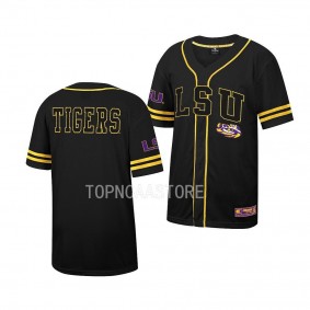 LSU Tigers Free Spirited Black Button-Up Baseball Mesh Jersey Unisex