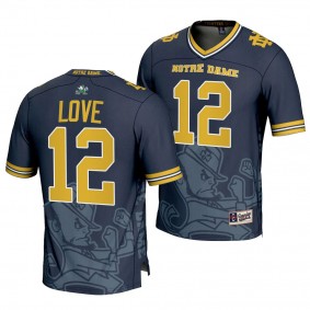 Notre Dame Fighting Irish Jeremiyah Love 2024 Icon Print Navy Football Fashion Jersey Unisex