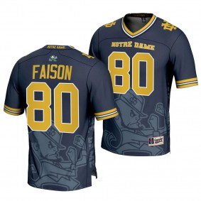 Notre Dame Fighting Irish Jordan Faison 2024 Icon Print Navy Football Fashion Jersey Unisex