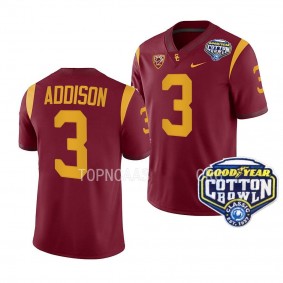 Jordan Addison USC Trojans 2023 Cotton Bowl Cardinal Men College Football 3 Jersey