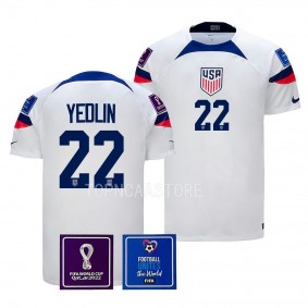 USMNT #22 DeAndre Yedlin FIFA World Cup 2022 White Kit Jersey