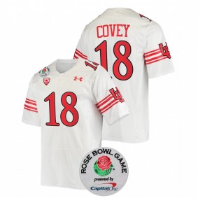 2022 Rose Bowl Utah Utes Britain Covey All-White Throwback #18 Jersey