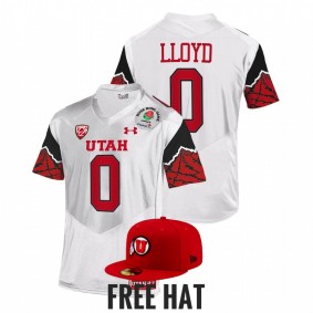 Utah Utes Devin Lloyd #0 College Football Playoff Jersey White 2022 Rose Bowl