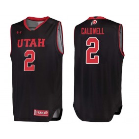 Utah Utes #2 Black College Basketball Kolbe Caldwell Jersey