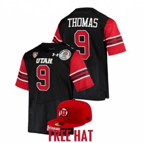 Utah Utes Tavion Thomas #9 College Football Playoff Jersey Black 2022 Rose Bowl