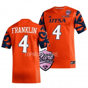 2022 Cure Bowl Zakhari Franklin UTSA Roadrunners #4 Orange Football Jersey Men's