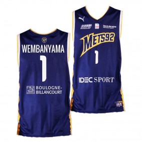 Victor Wembanyama Metropolitans 92 #1 Purple 2023 NBA Draft Top Prospect Jersey 37pts