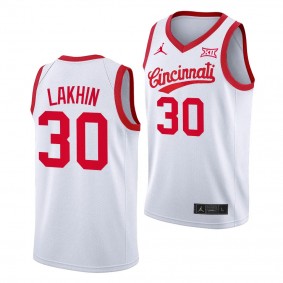 Cincinnati Bearcats 70s Throwback Viktor Lakhin #30 White Basketball Jersey Men's