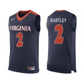 Justice Bartley #2 Navy College Basketball Virginia Cavaliers Jersey