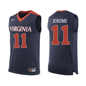 Ty Jerome #11 Navy College Basketball Virginia Cavaliers Jersey