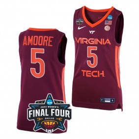 Virginia Tech Hokies Georgia Amoore 2023 NCAA Final Four Women's Basketball Maroon Jersey