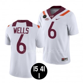 UVA Strong Grant Wells Virginia Tech Hokies #6 White Football Jersey Men's