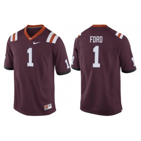 Virginia Tech Hokies Isaiah Ford #1 Maroon New Season College Football Jersey