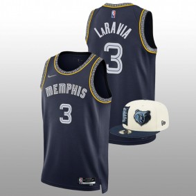 2022 NBA Draft Jake LaRavia Grizzlies #3 Navy City Edition Jersey Wake Forest Demon Deacons