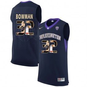 Washington Huskies #32 Greg Bowman Black NCAA College Basketball Player Portrait Fashion Jersey