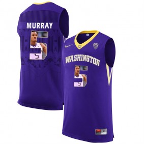 Washington Huskies #5 Dejounte Murray Purple NCAA College Basketball Player Portrait Fashion Jersey