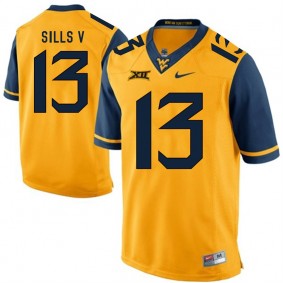 West Virginia Mountaineers #13 Gold College Alumni Football David Sills V Jersey