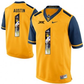 West Virginia Mountaineers Football #1 Gold Player Portrait College Tavon Austin Jersey