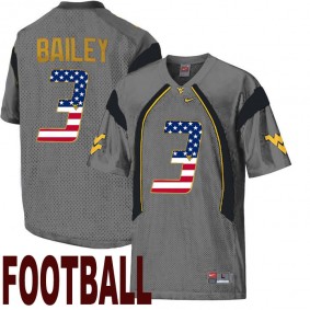 West Virginia Mountaineers #3 Stedman Bailey Gray USA Flag College Football Fashion Jersey