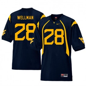 West Virginia Mountaineers Football #28 Navy College Elijah Wellman Jersey