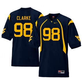 West Virginia Mountaineers Football #98 Navy College Will Clarke Jersey