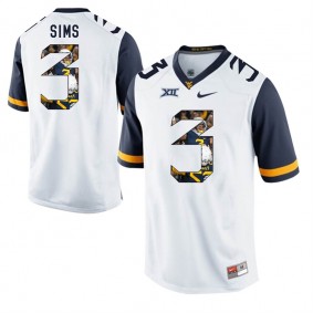 West Virginia Mountaineers Football #3 White Player Portrait College Charles Sims Jersey