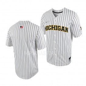 Michigan Wolverines College Baseball White Full-Button Jersey Men