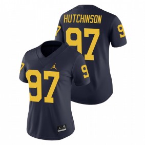 Women's Michigan Wolverines Aidan Hutchinson Navy Game College Football Jersey