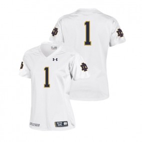 Women's Notre Dame Fighting Irish Under Armour #1 White College Football Team Replica Jersey