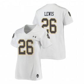 Clarence Lewis Notre Dame Fighting Irish Women's White Replica Football Under Armour Jersey