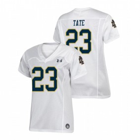 Women's Notre Dame Fighting Irish Golden Tate White Under Armour Replica Football Jersey