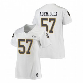 Jayson Ademilola Notre Dame Fighting Irish Women's White Replica Football Under Armour Jersey