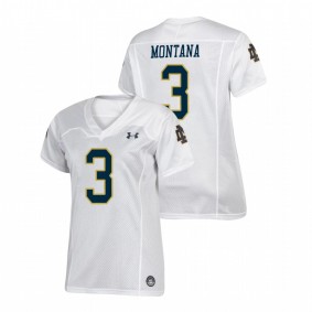 Women's Notre Dame Fighting Irish Joe Montana White Under Armour Replica Football Jersey