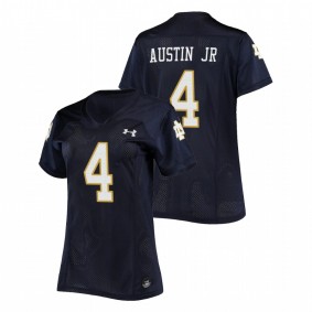 Kevin Austin Jr Notre Dame Fighting Irish Women's Navy Replica Football Under Armour Jersey