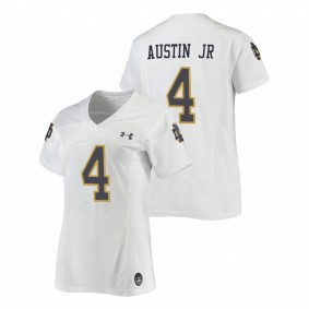 Kevin Austin Jr Notre Dame Fighting Irish Women's White Replica Football Under Armour Jersey