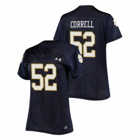 Zeke Correll Notre Dame Fighting Irish Women's Navy Replica Football Under Armour Jersey