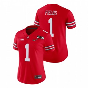 Women's Ohio State Buckeyes Justin Fields Scarlet 2021 National Championship Jersey