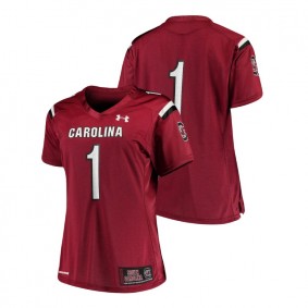 Women's South Carolina Gamecocks Under Armour #1 Garnet College Football Finished Replica Jersey