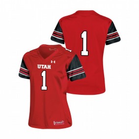 Women's Utah Utes #1 Red Replica Football Jersey