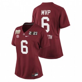 Women Alabama Crimson Tide DeVonta Smith Crimson 3X CFP National Championship Special Edition Jersey