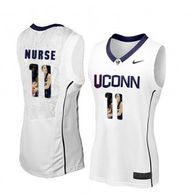 Women Uconn Huskies Basketball #11 White Player Portrait College Kia Nurse Jersey