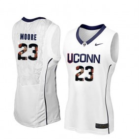 Women Uconn Huskies Basketball #23 White Player Portrait College Maya Moore Jersey