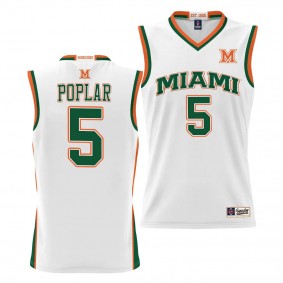 Wooga Poplar Miami Hurricanes #5 White NIL Basketball Jersey Unisex Lightweight