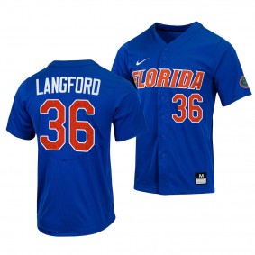 Florida Gators Wyatt Langford 2022 College Baseball Full-Button Royal #36 Jersey