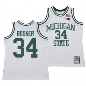 Michigan State Spartans 125th Basketball Anniversary 1990 Throwback Xavier Booker #34 White Fashion Jersey Men's