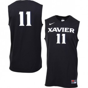 Male Xavier Musketeers #11 Black Basketball Jersey