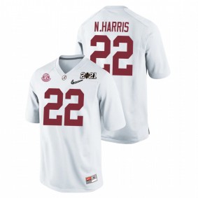 Youth Alabama Crimson Tide Najee Harris White 2021 National Championship Replica Jersey