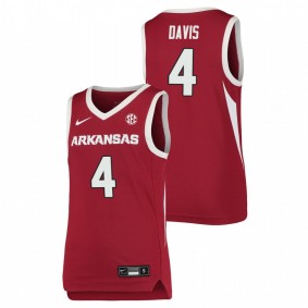 Youth Arkansas Razorbacks 2021 #4 Cardinal Davonte Davis Team Basketball Jersey