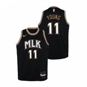 youth Atlanta Hawks 2020-21 #11 Black Trae Young Drum Major for Justice MLK City Jersey