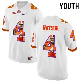 Youth Clemson Tigers DeShaun Watson #4 White NCAA Football Player Pictorial Fashion Jersey